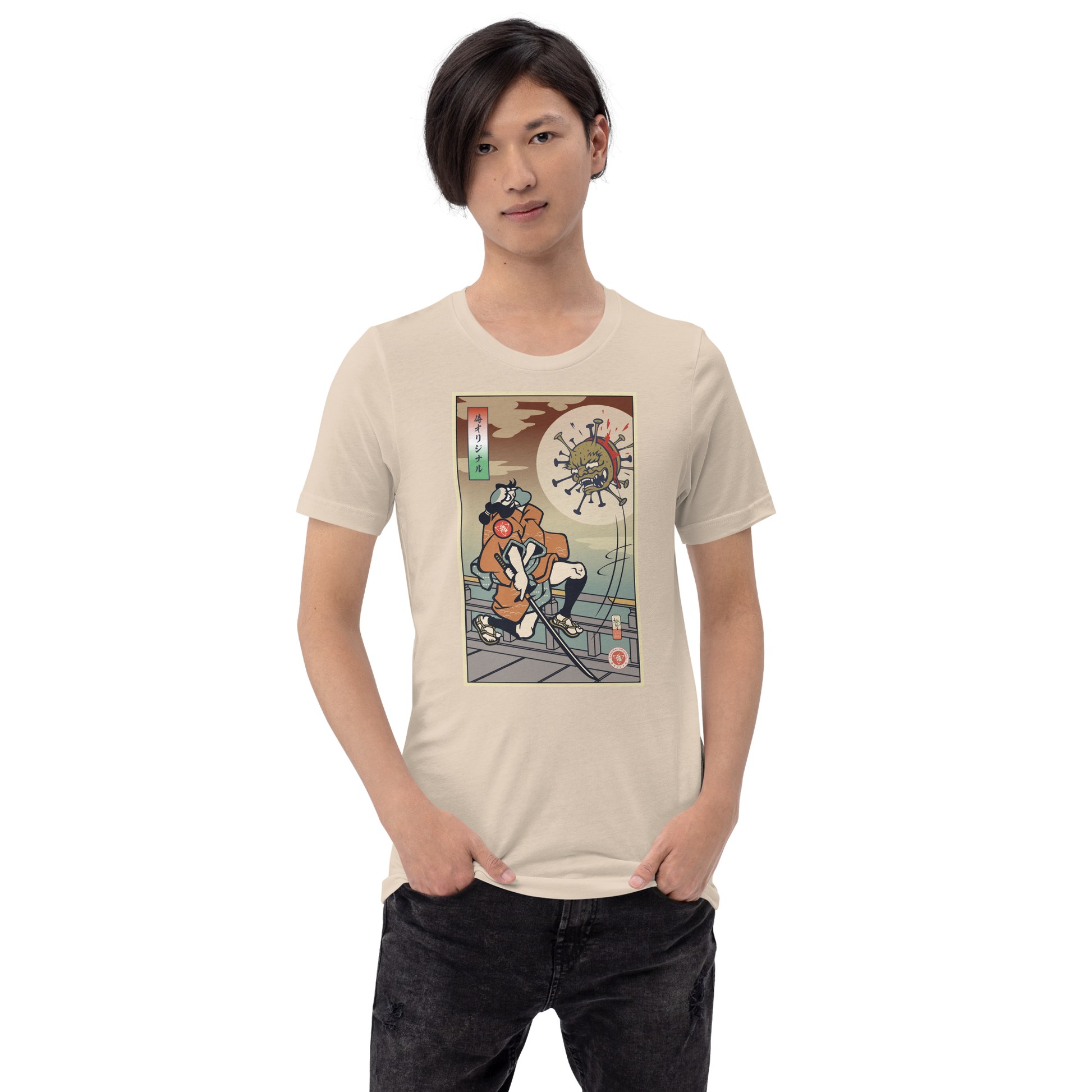 Samurai vs Virus Demon Ukiyo-e Unisex T-Shirt - Samurai Original