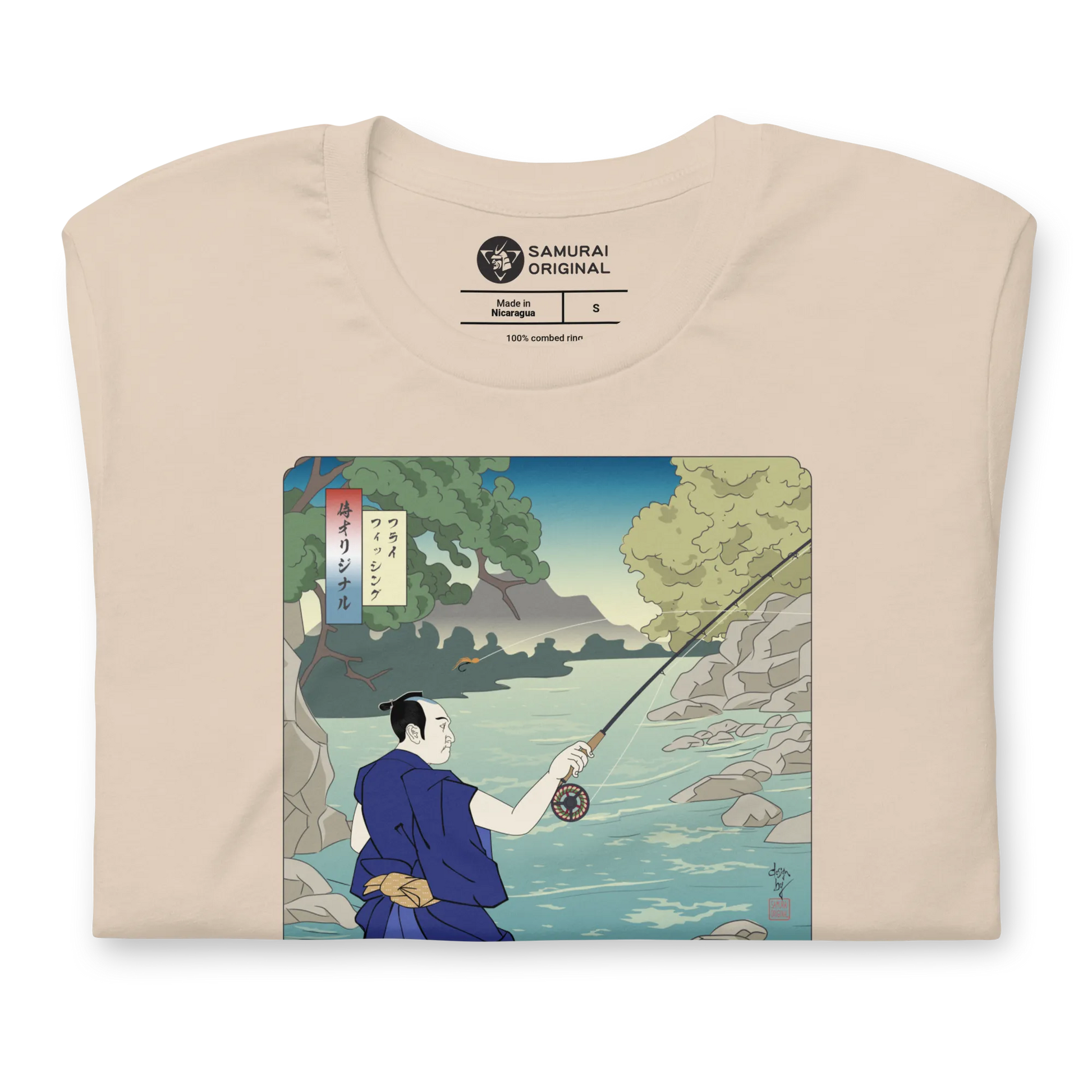 Samurai Fly Fishing Ukiyo-e Unisex t-shirt - Samurai Original