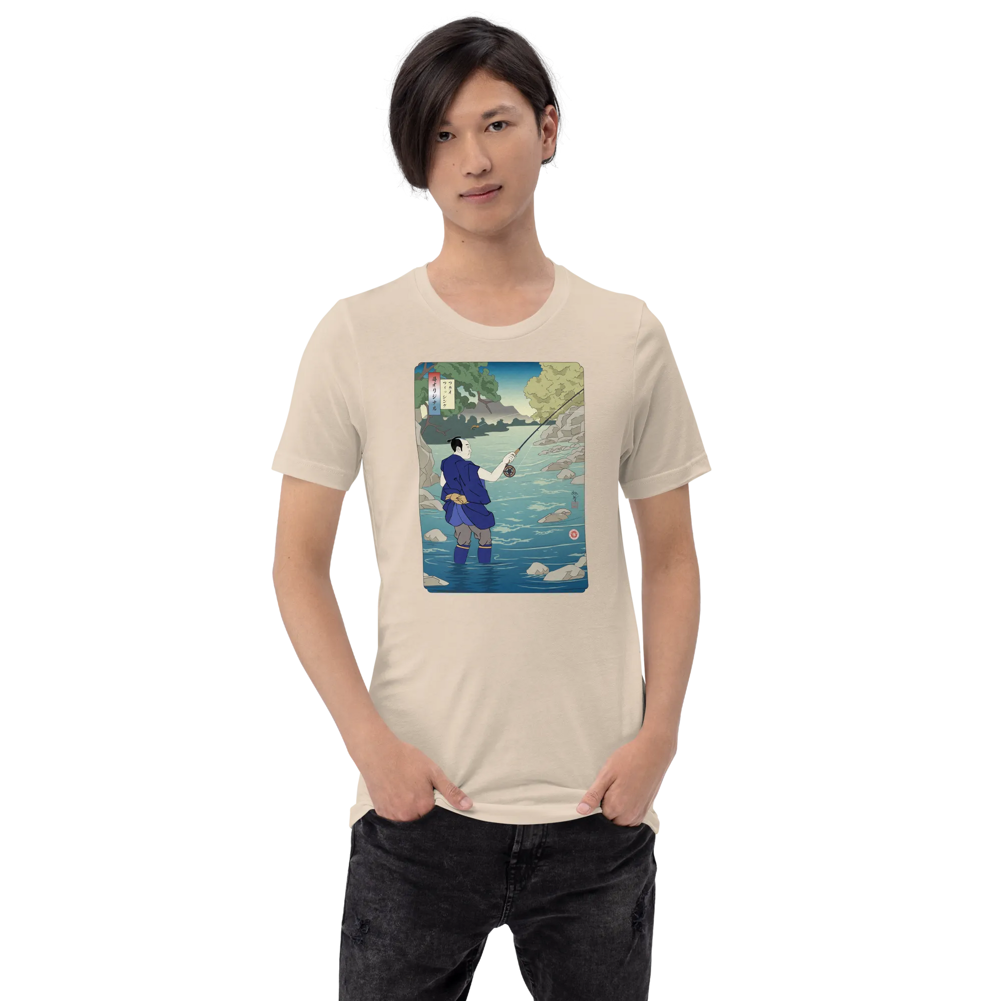 Samurai Fly Fishing Ukiyo-e Unisex t-shirt - Samurai Original