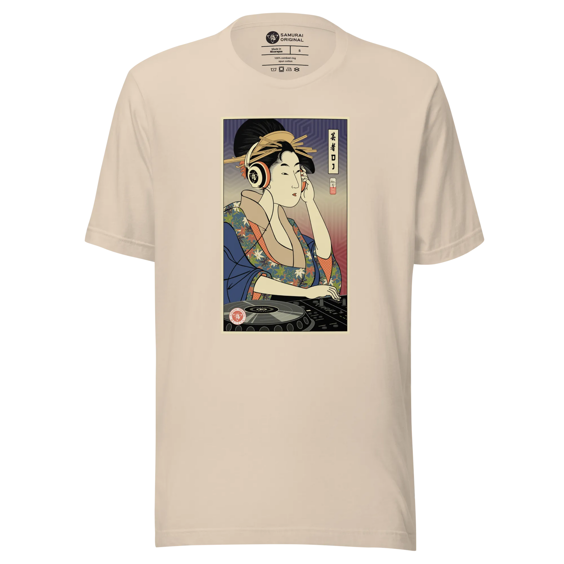 Geisha DJ Turntable Music Japanese Ukiyo-e Unisex T-Shirt - Soft Cream / S