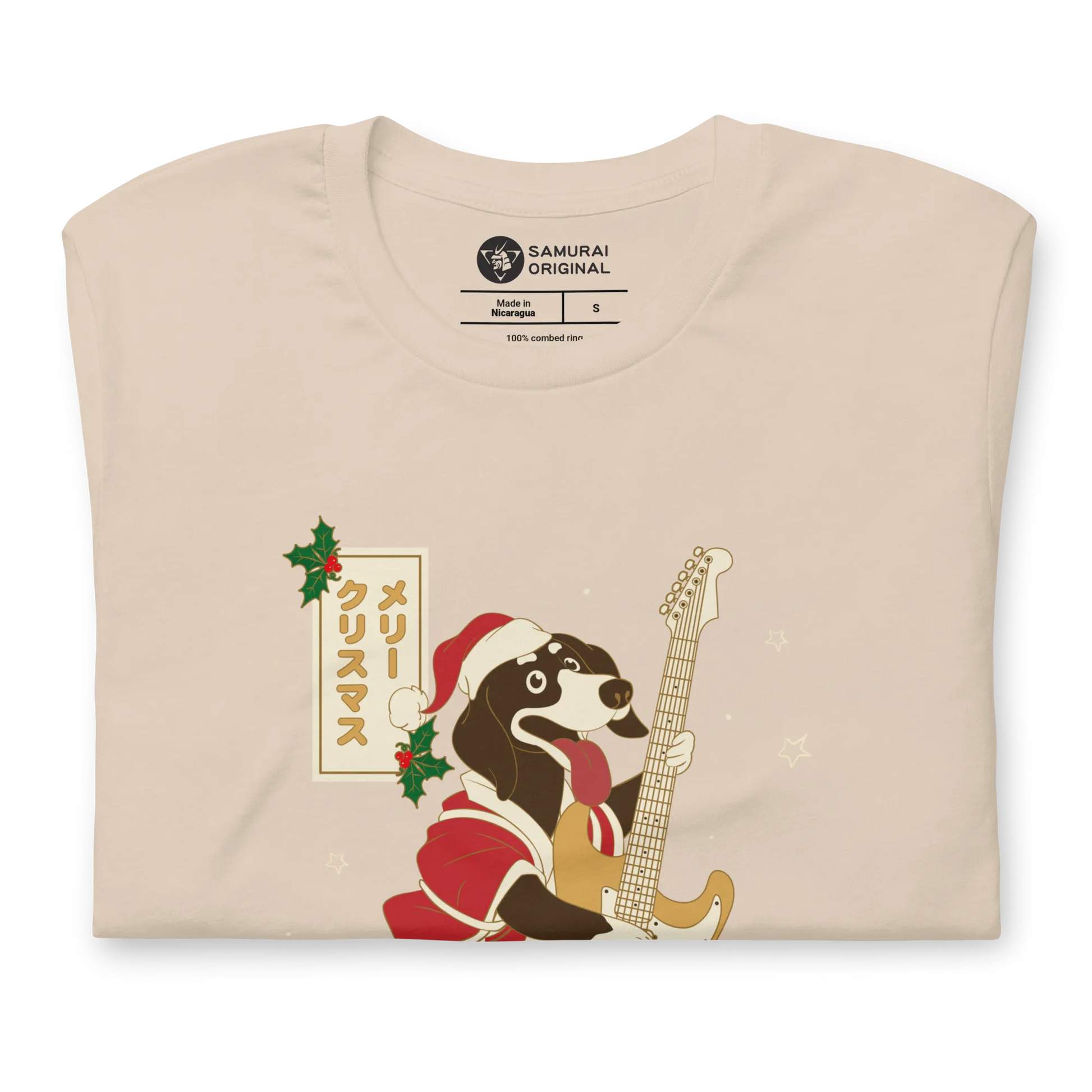 Dachshund Play Guitar Christmas Japanese Ukiyo-e Unisex T-shirt -