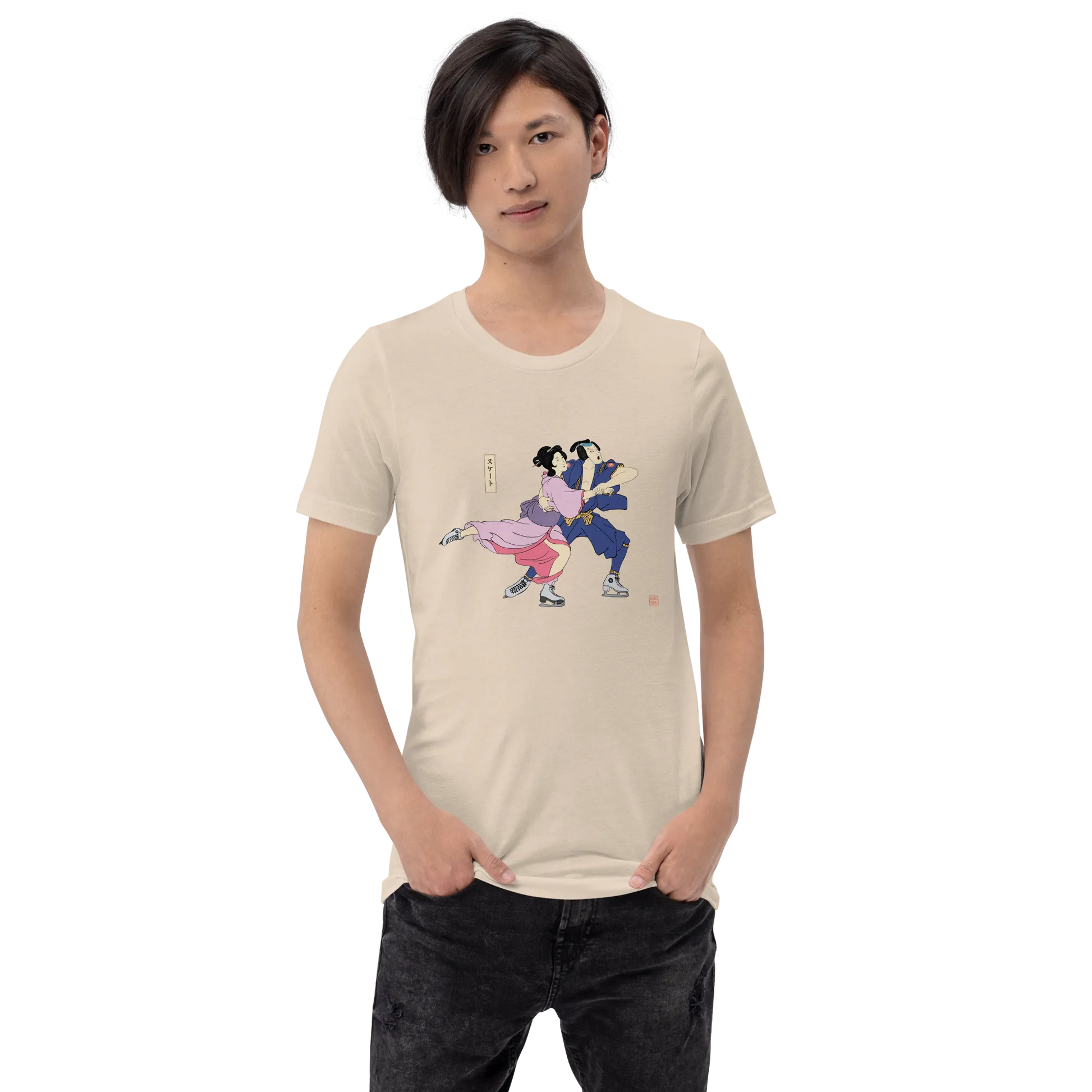 Samurai & Geisha Figure Skating Japanese Ukiyo-e Unisex t-shirt - Samurai Original