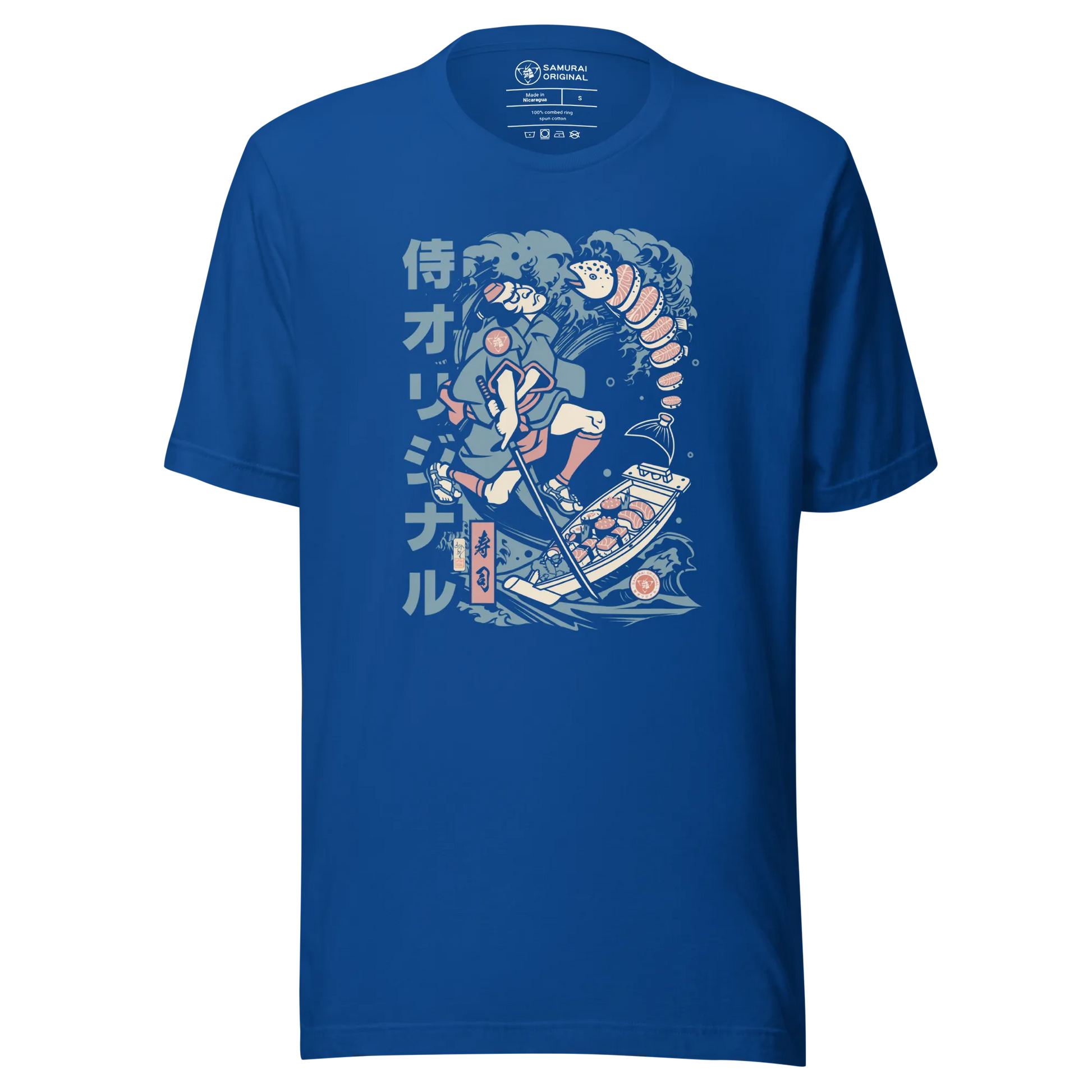 Samurai Sushi Japan's Food Ukiyo-e Funny Unisex T-Shirt - True Royal / S