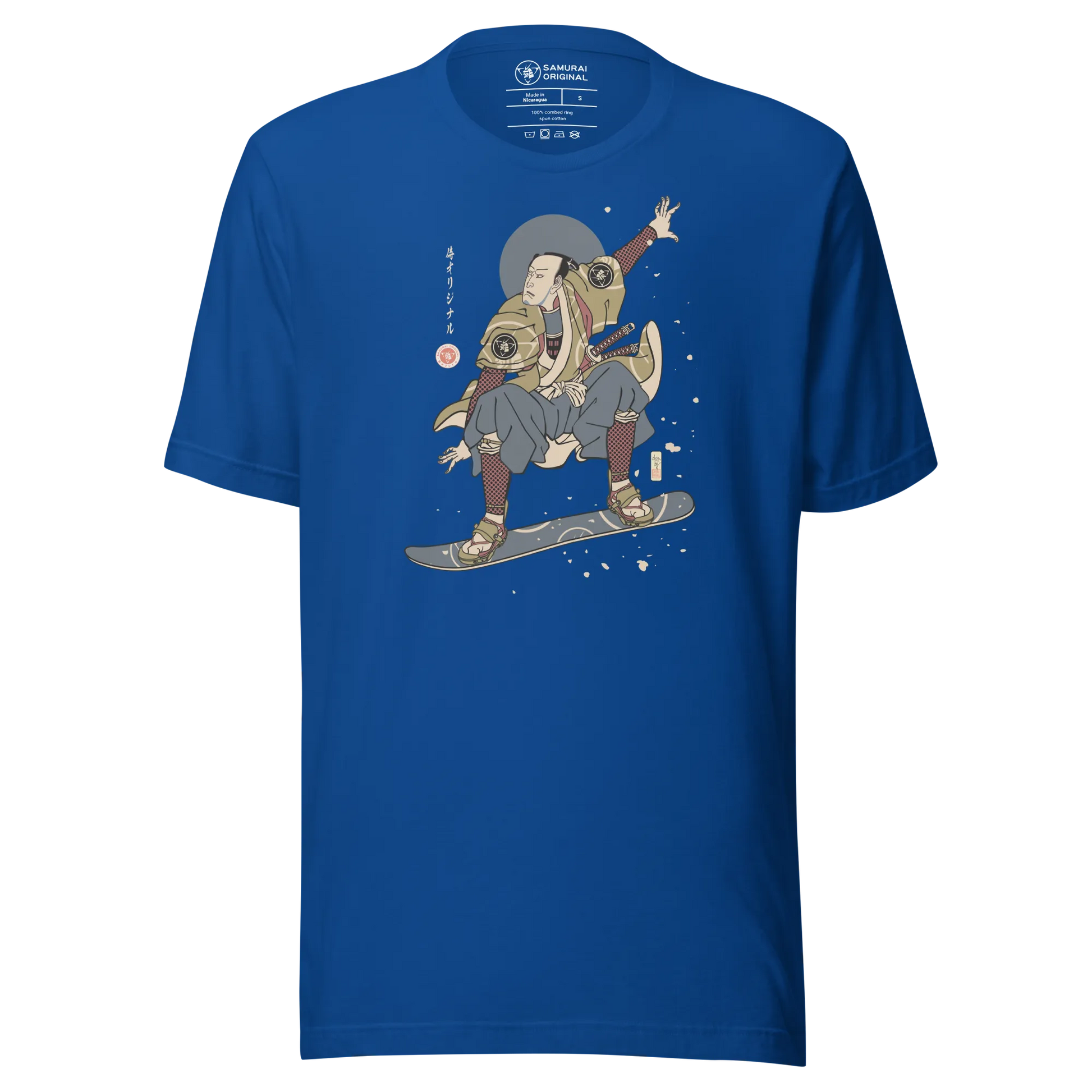 Samurai Snowboard 2 Winter Sport Ukiyo-e Unisex T-Shirt - True Royal / S