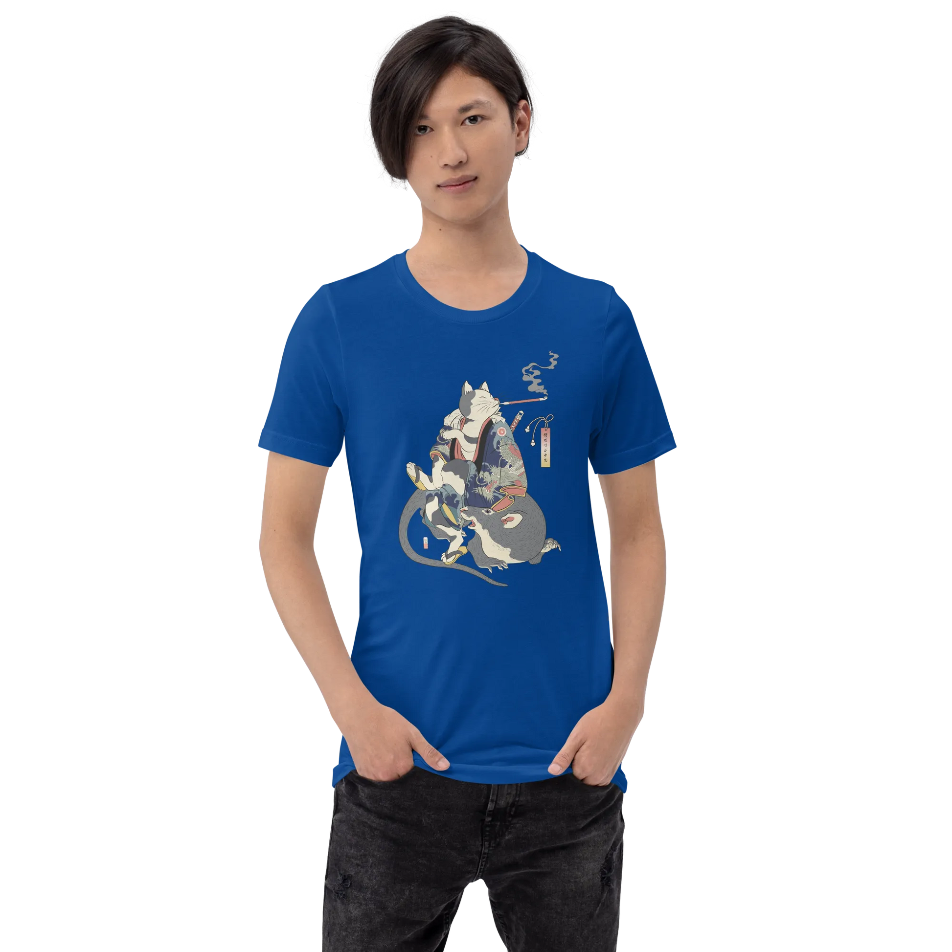 Cat and Mouse Funny Japanese Ukiyo-e Unisex T-shirt -