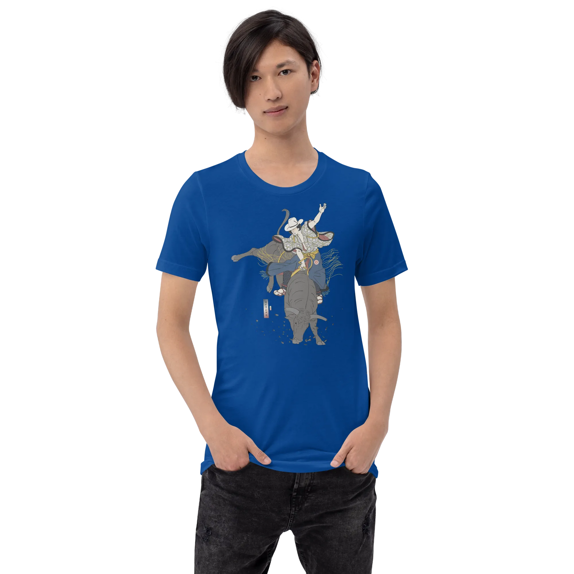 Samurai Bull Riding Ukiyo-e Unisex T-shirt - Samurai Original