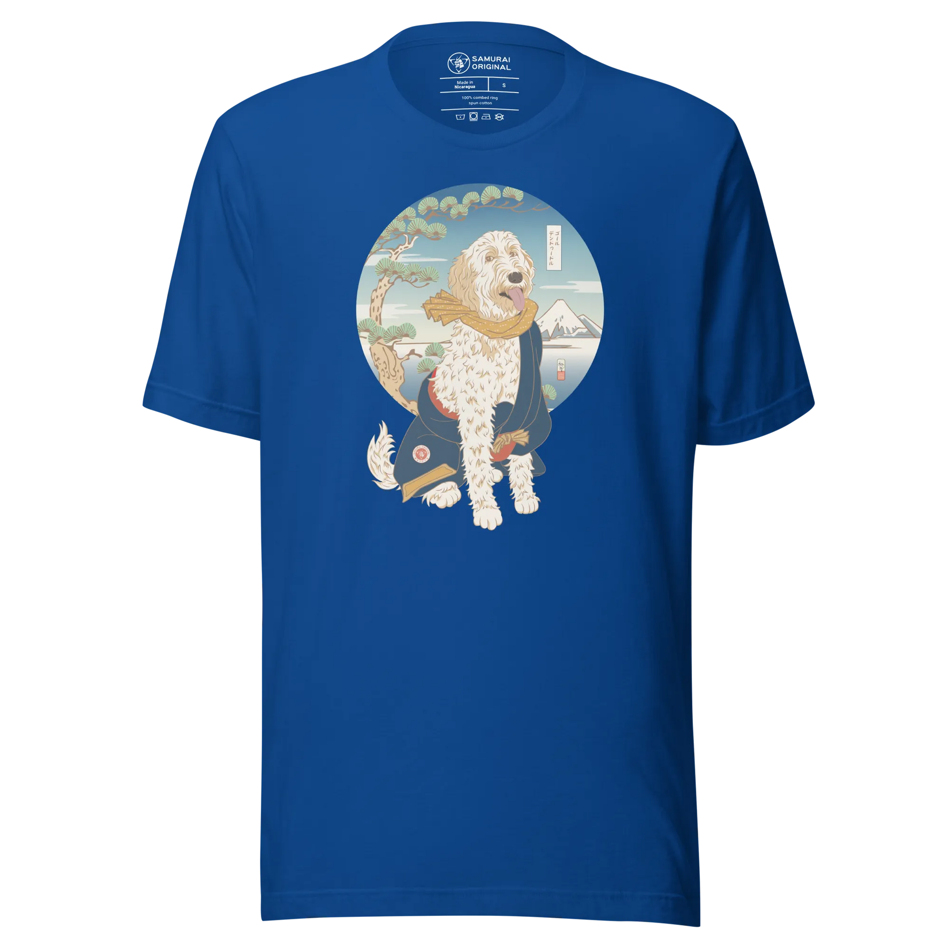 Golden Doodle Dog Funny Japanese Ukiyo-e Unisex T-shirt 2 - True Royal / S