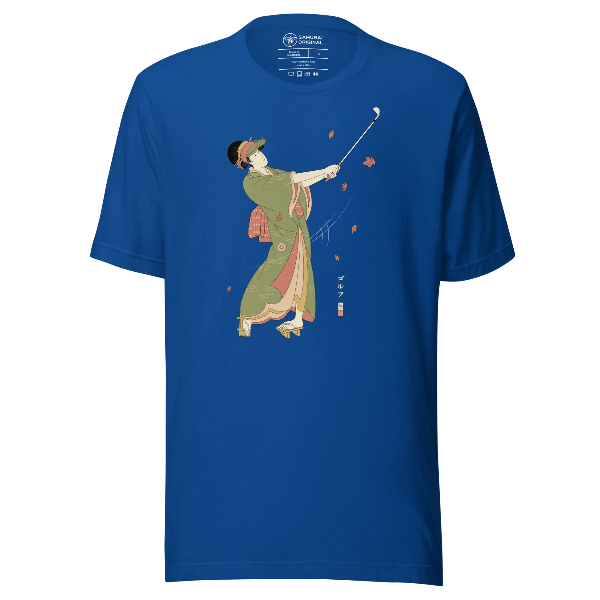 Geisha Golf Player Japanese Ukiyo-e Unisex T-shirt - True Royal / S