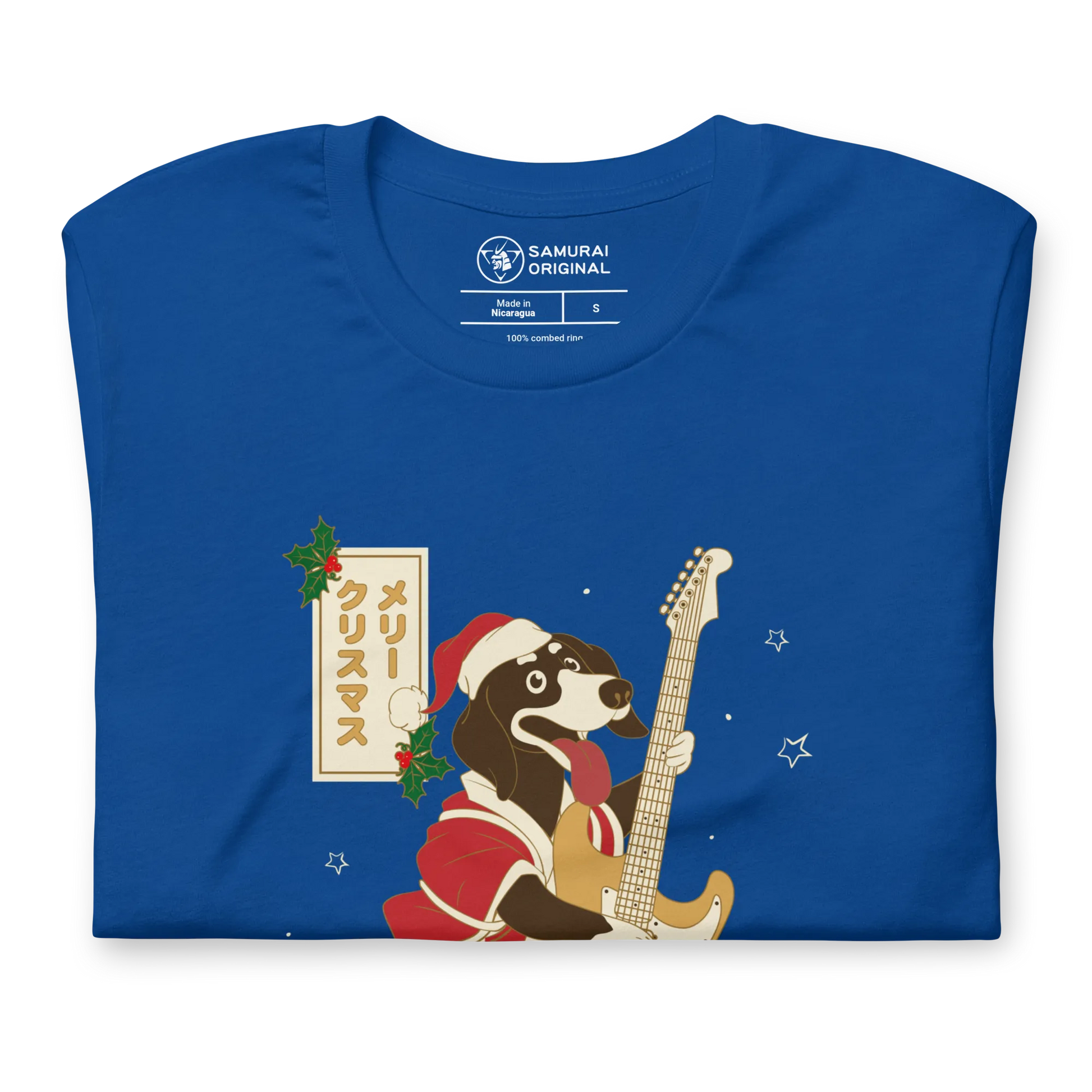 Dachshund Play Guitar Christmas Japanese Ukiyo-e Unisex T-shirt -