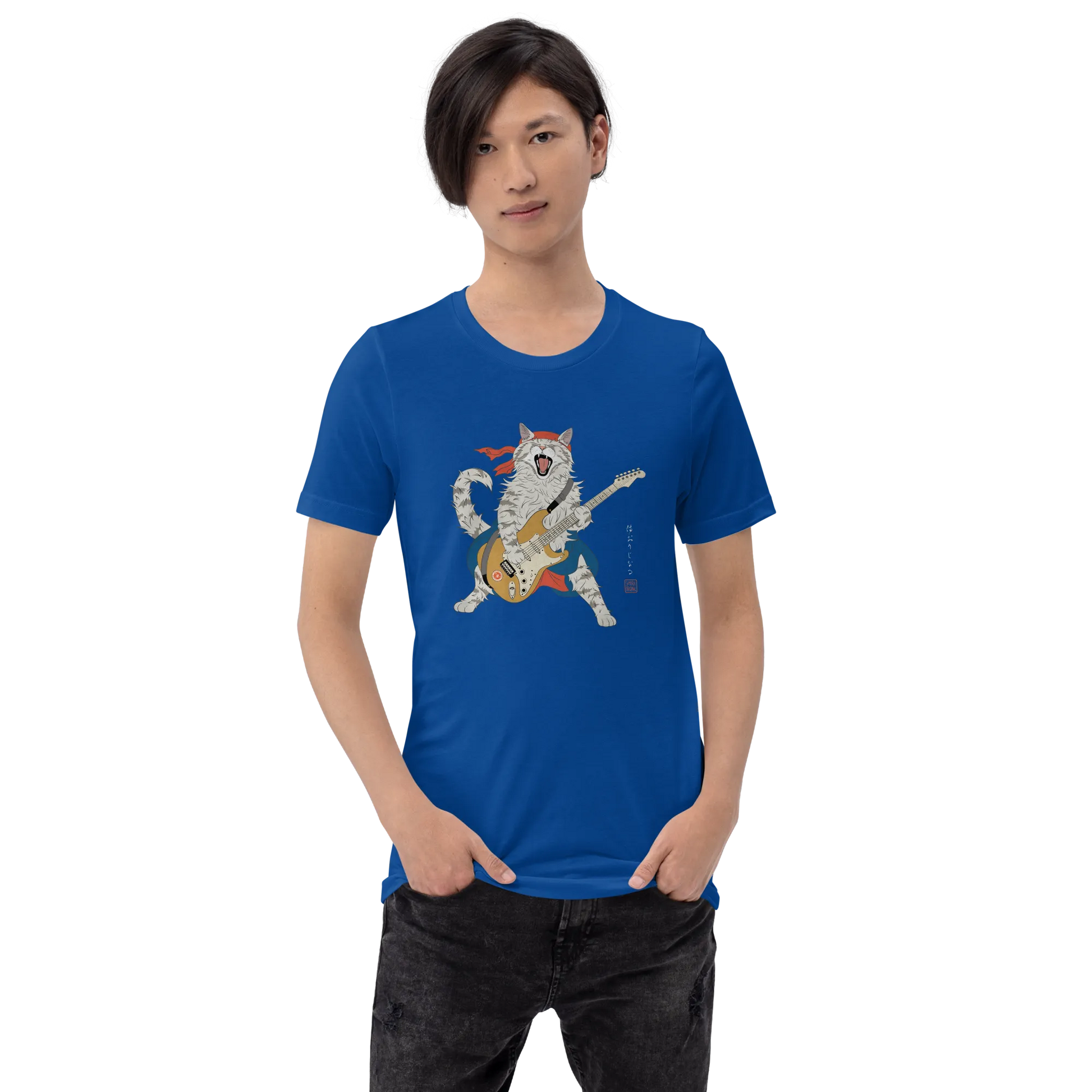 Cat Playing Guitar Japanese Ukiyo-e Unisex t-shirt -