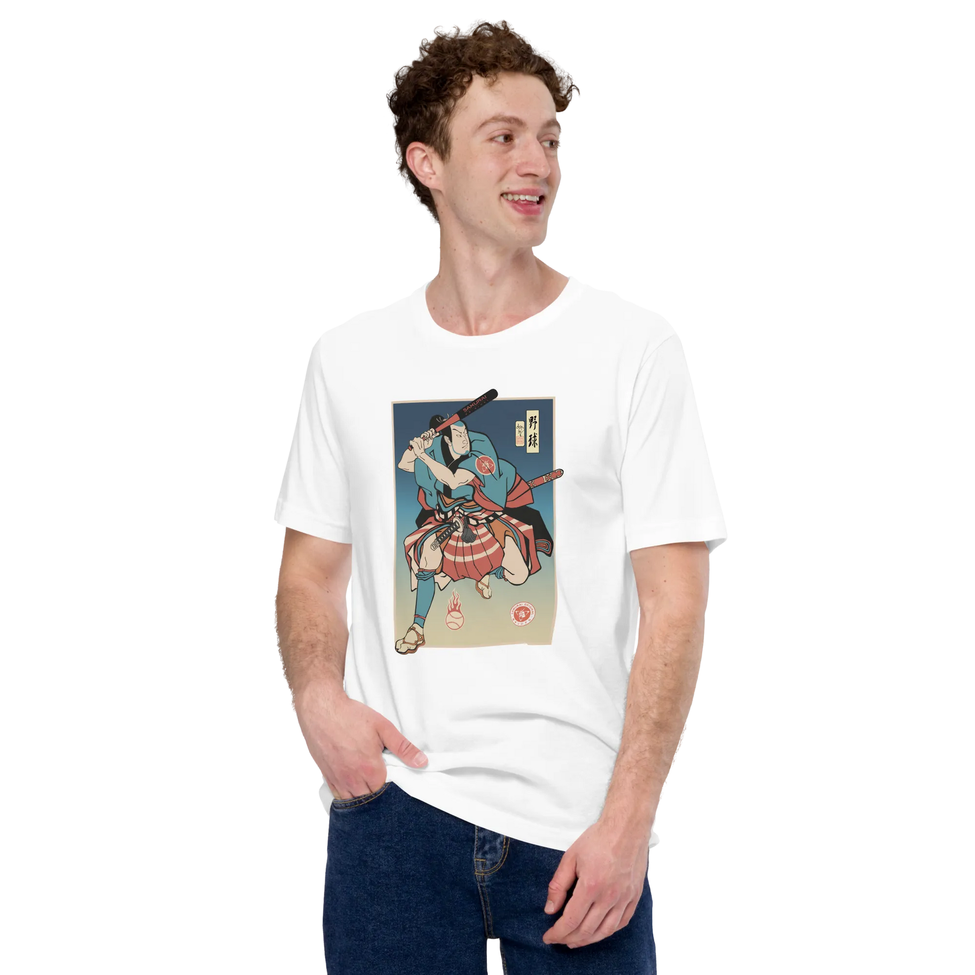 Samurai Baseball Player Sport Ukiyo-e Unisex T-Shirt - Samurai Original