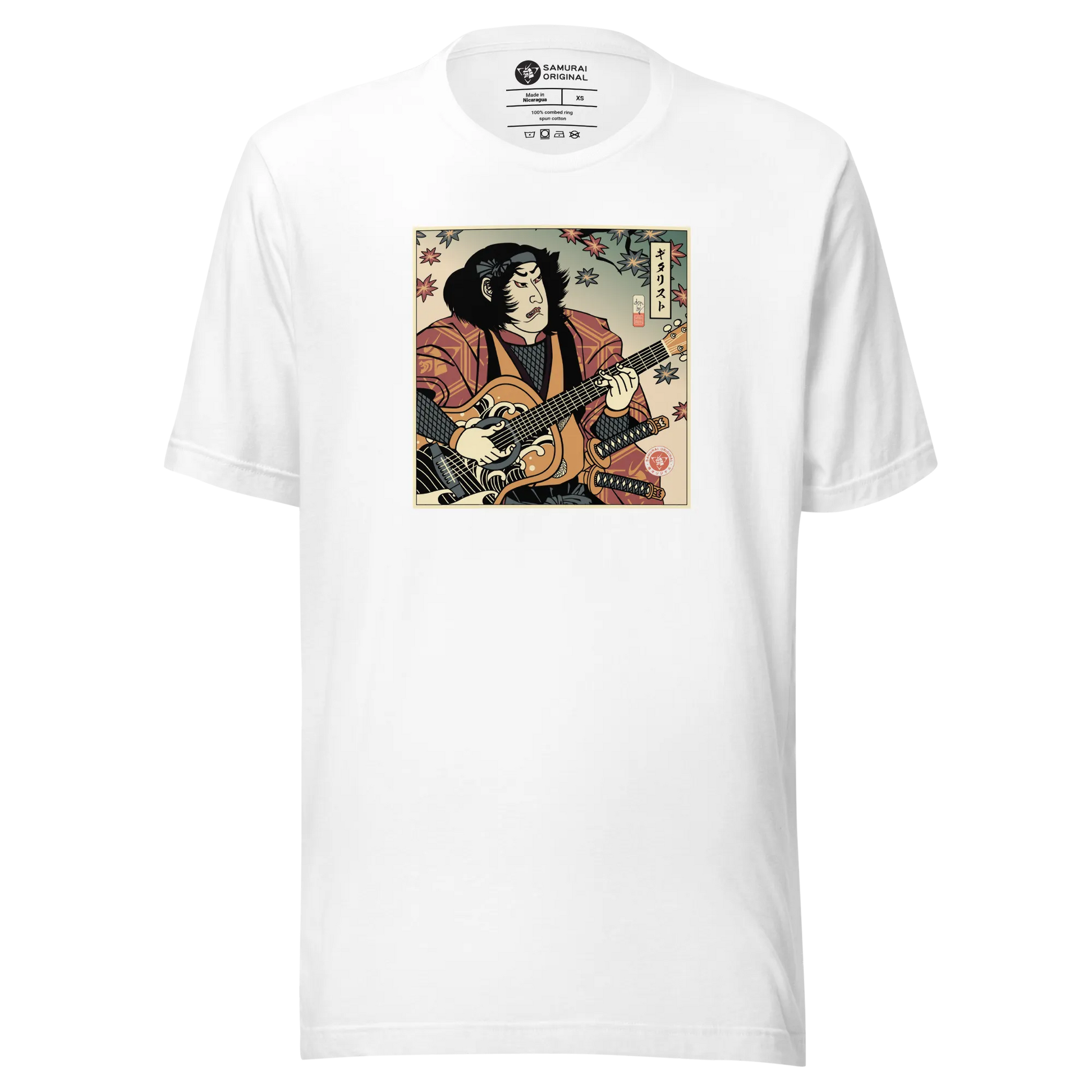 Samurai Guitar Player 3 Music Ukiyo-e Unisex T-Shirt - White / XS