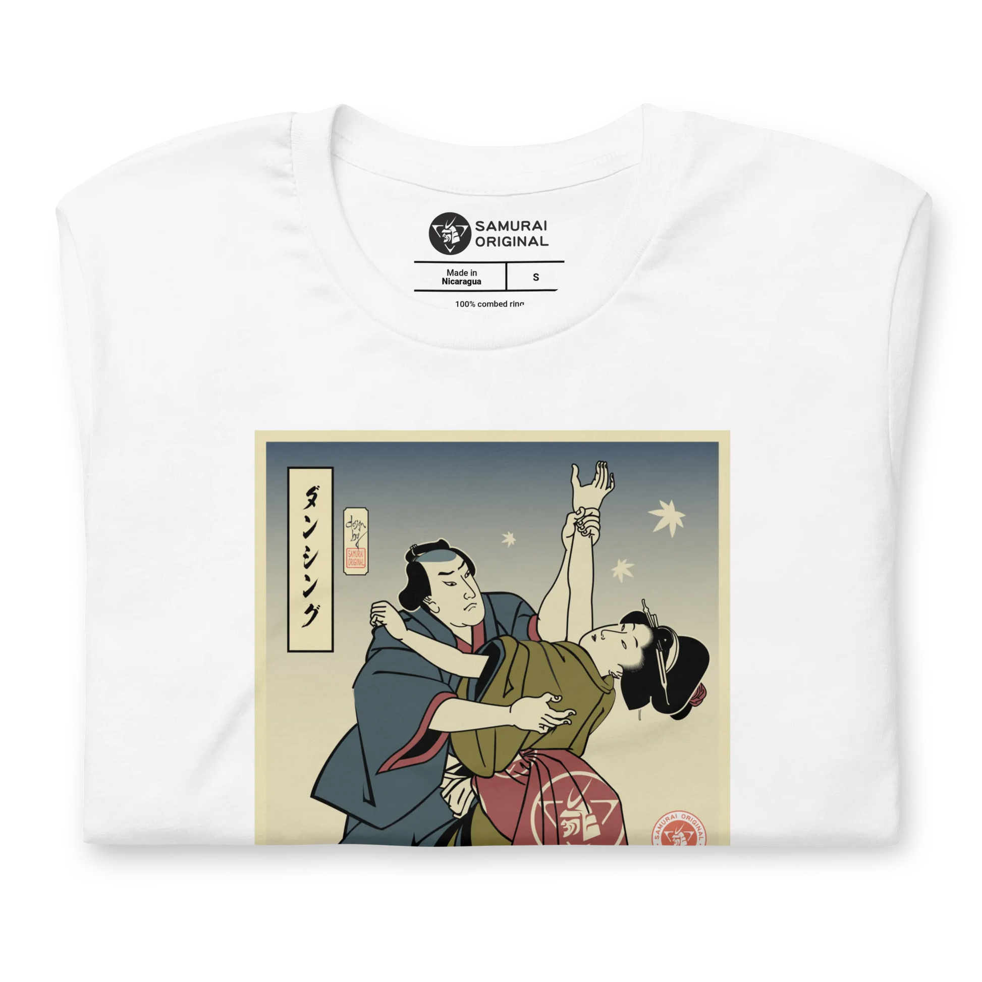 Samurai & Geisha Dancing Japanese Ukiyo-e Unisex T-Shirt - Samurai Original