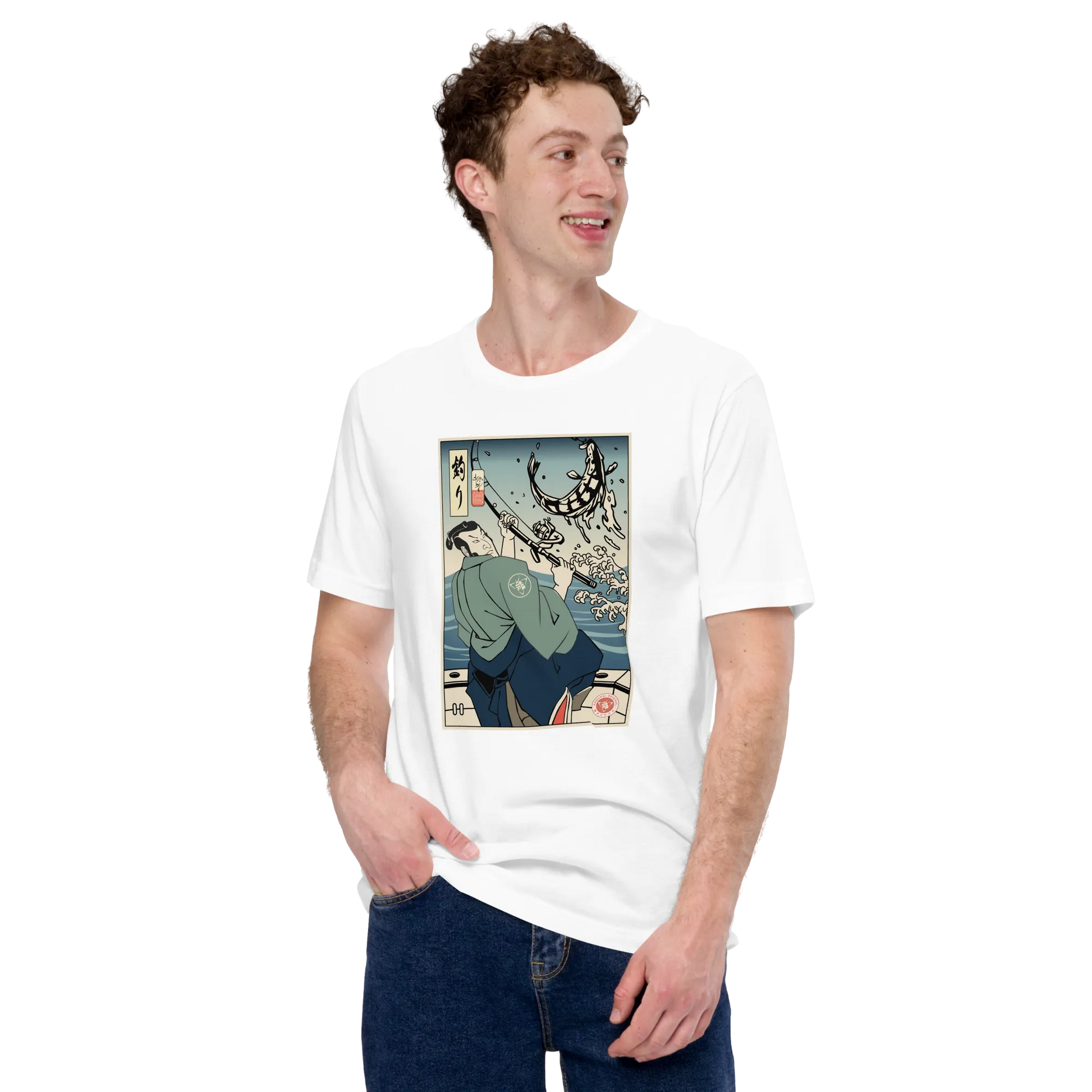 Samurai Fishing 3 Ukiyo-e Unisex T-Shirt - Samurai Original