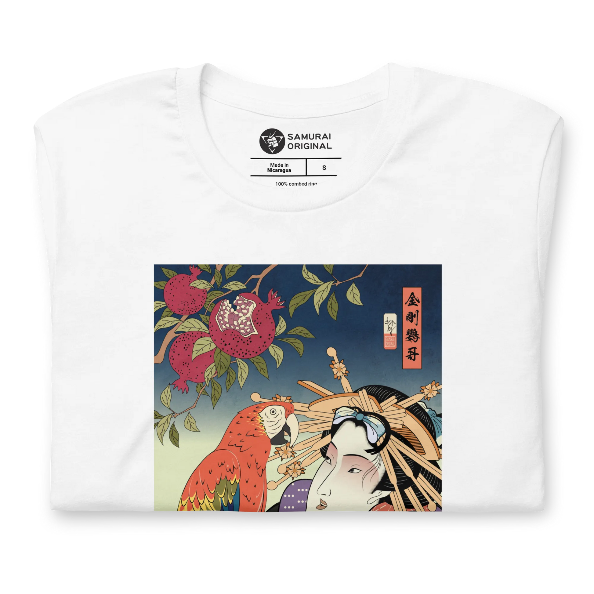 Geisha & Macaw Parrot Bird Japanese Ukiyo-e Unisex T-Shirt -