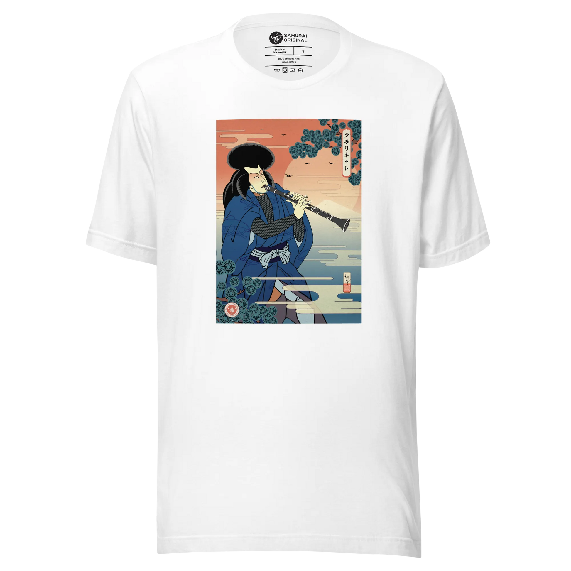 Samurai Clarinet Music Ukiyo-e Unisex T-Shirt - Samurai Original