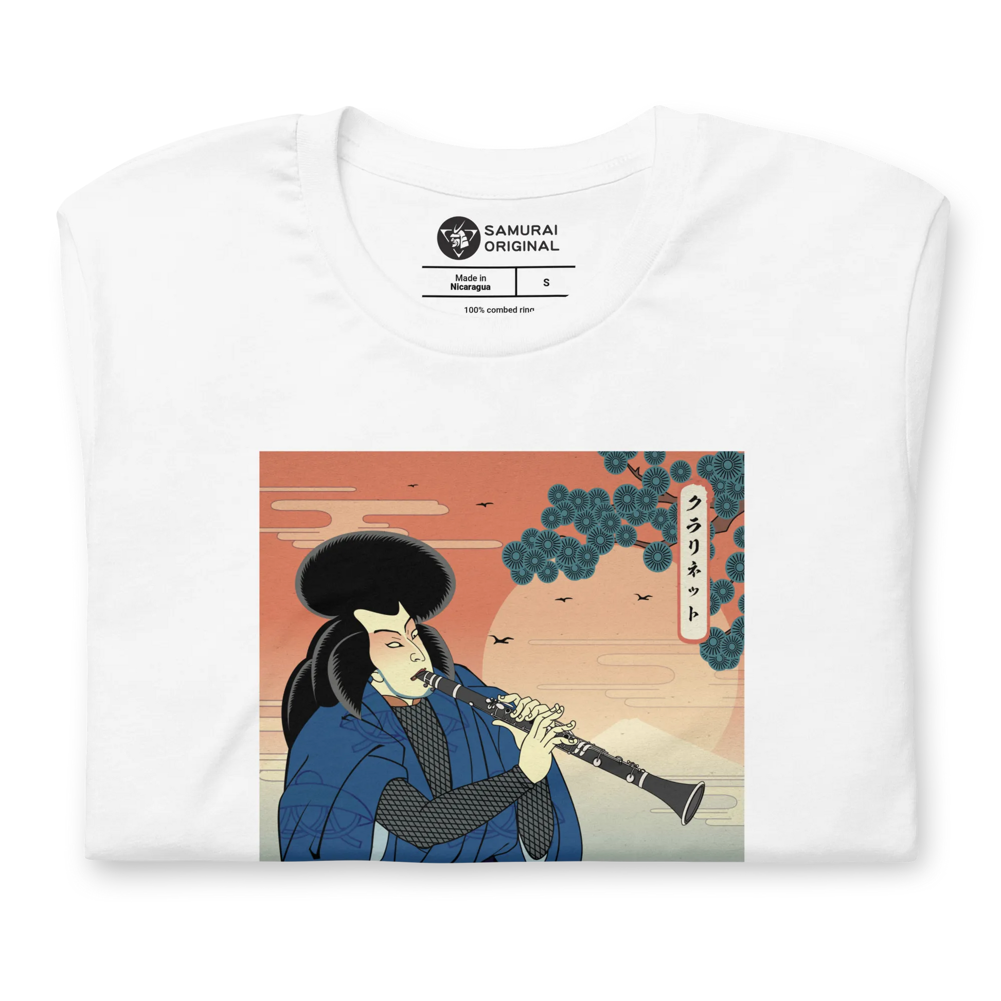 Samurai Clarinet Music Ukiyo-e Unisex T-Shirt - Samurai Original