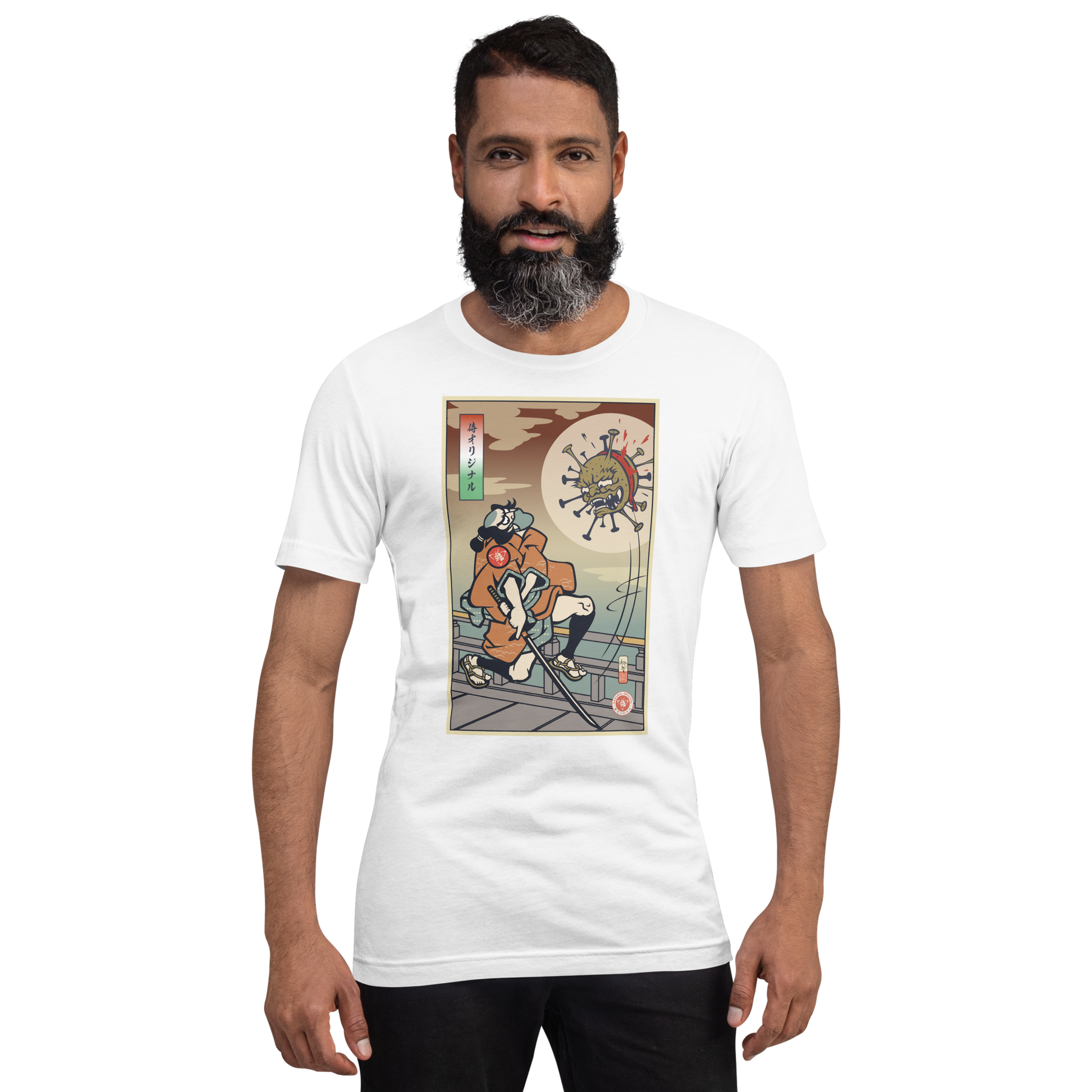 Samurai vs Virus Demon Ukiyo-e Unisex T-Shirt - Samurai Original