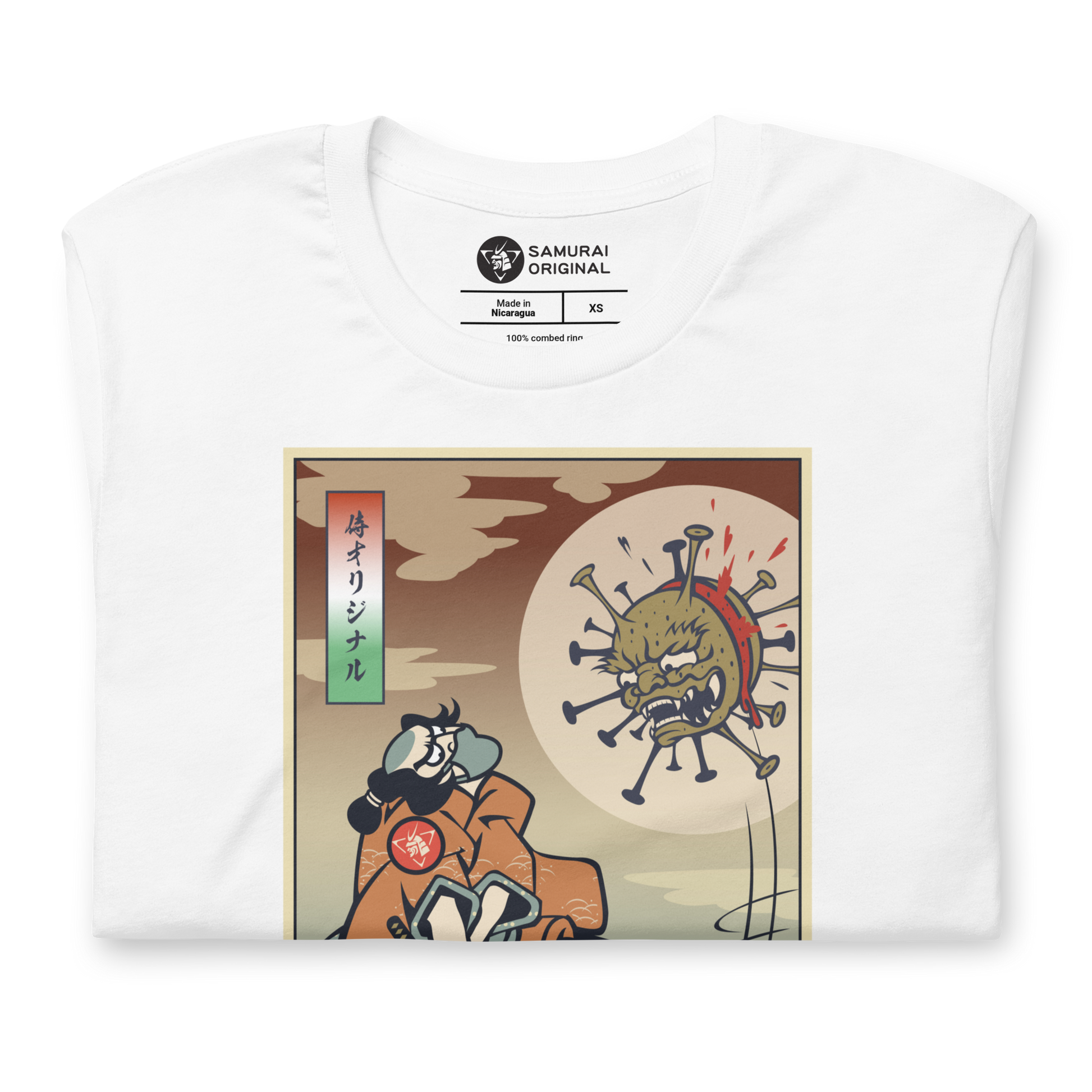 Samurai vs Virus Demon Ukiyo-e Unisex T-Shirt - Samurai Original