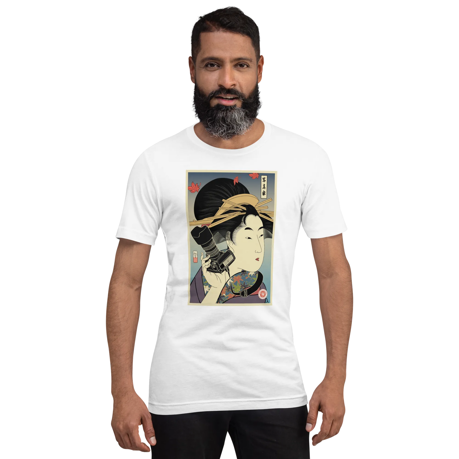 Geisha Photographer Camera Japanese Ukiyo-e Unisex T-Shirt -