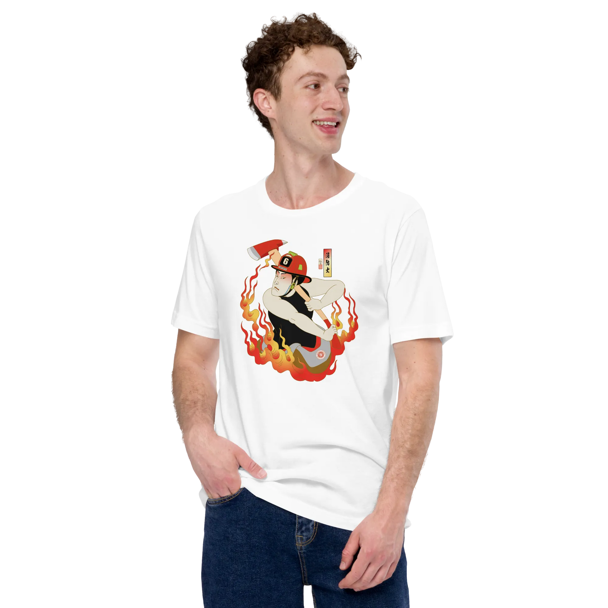 Samurai Firefighter Fireman Ukiyo-e Unisex T-shirt - Samurai Original