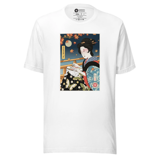 Geisha Cross Stitch Mom Japanese Ukiyo-e Unisex T-shirt - White / S