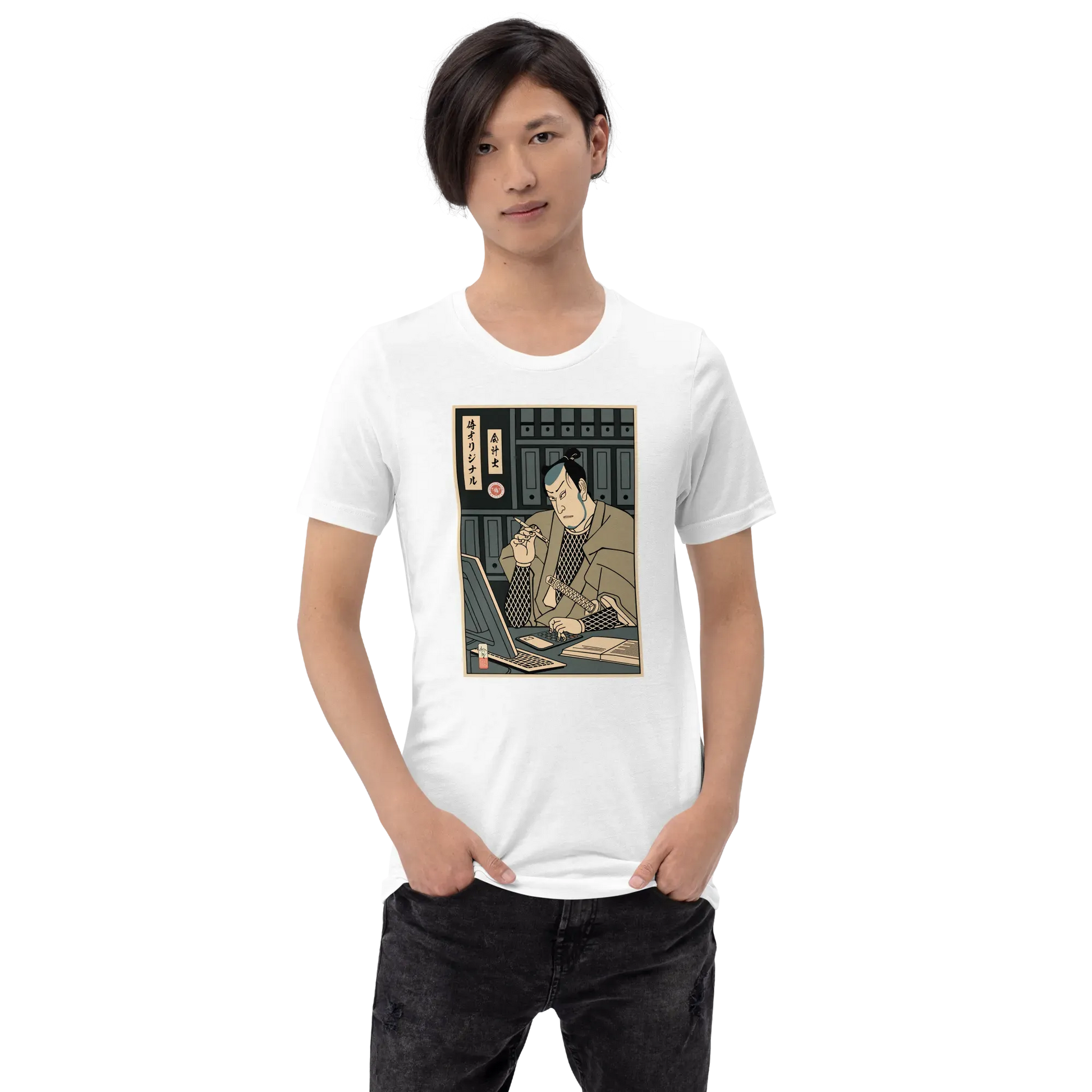 Samurai Accountant Japanese Ukiyo-e Unisex T-Shirt - Samurai Original