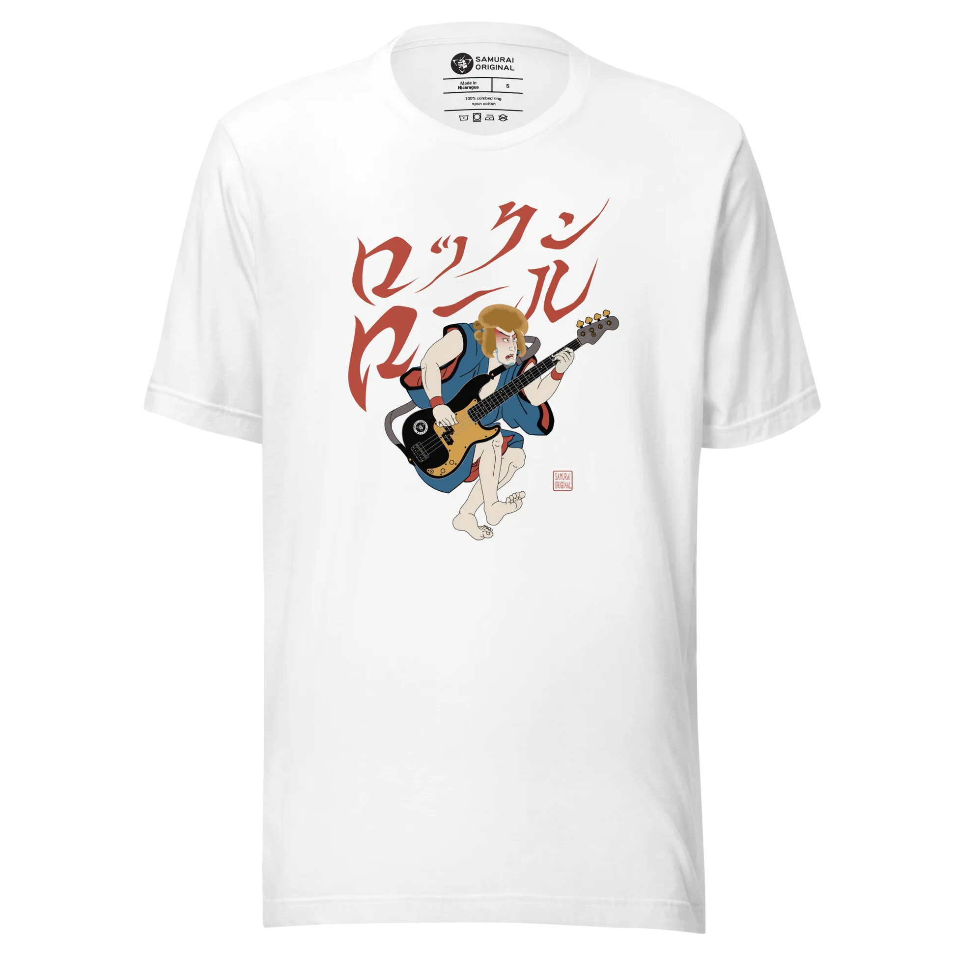 Bassist Samurai Japanese Ukiyo-e Unisex T-shirt 11 - White / S