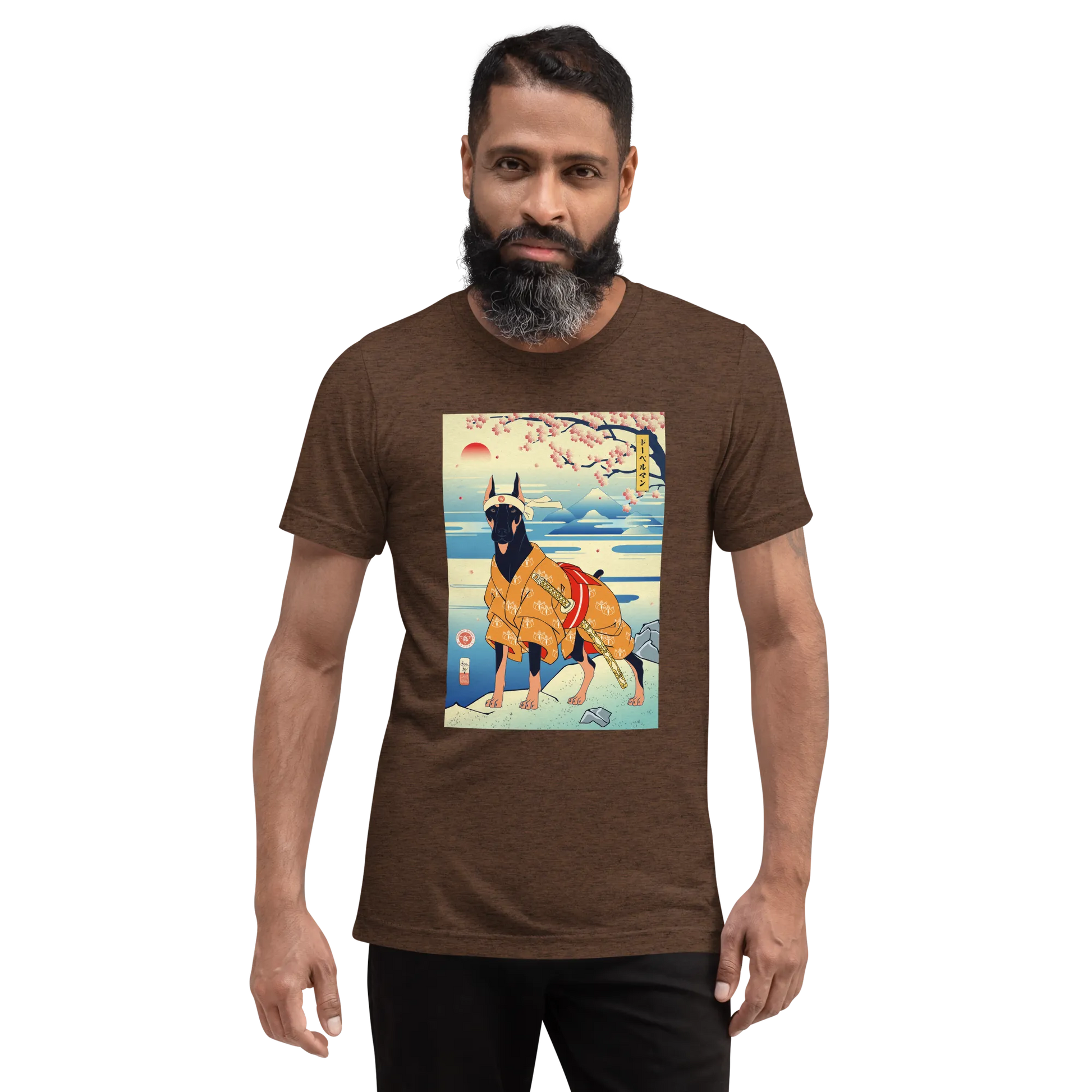 Dog Doberman Pinscher Japanese Ukiyo-e Unisex Tri-Blend T-Shirt -