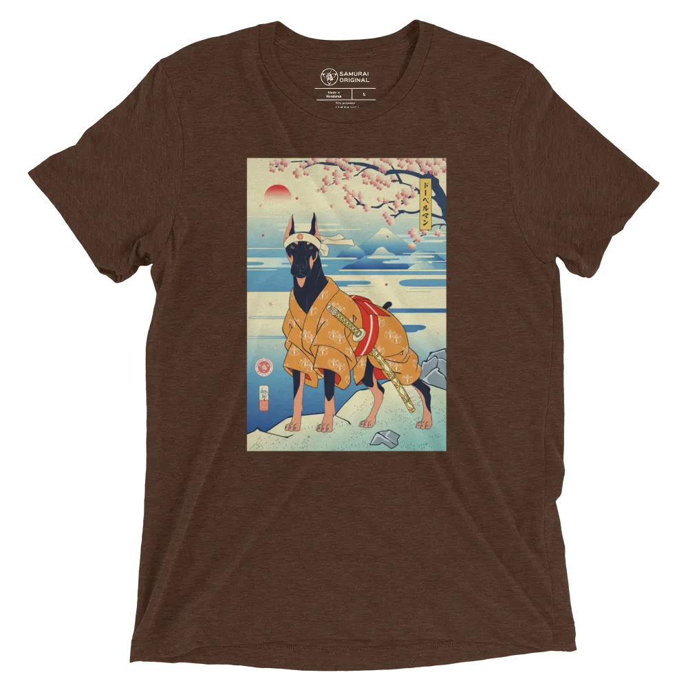 Dog Doberman Pinscher Japanese Ukiyo-e Unisex Tri-Blend T-Shirt - Brown Triblend / S