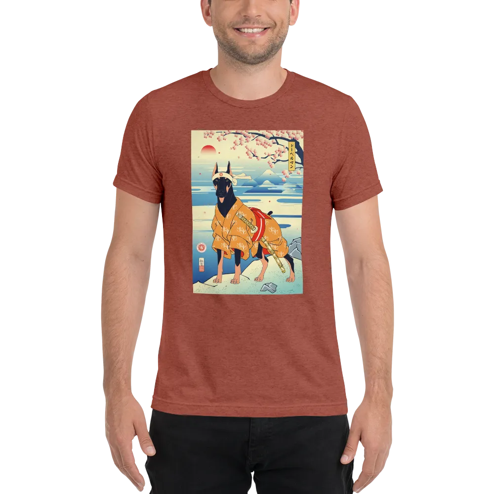 Dog Doberman Pinscher Japanese Ukiyo-e Unisex Tri-Blend T-Shirt -