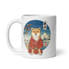 Dog Shiba Inu Samurai Ukiyo-e Funny White glossy mug