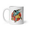 Samurai Play Bowling Ukiyo-e White Glossy Mug