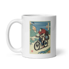 Samurai Mountain Bike Ukiyo-e White glossy mug