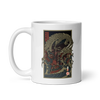 Samurai vs Dragon Warrior Ukiyo-e White glossy mug