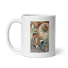 Samurai vs Virus Demon Ukiyo-e White glossy mug