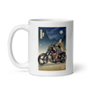 Samurai Chopper Motorcycle Ukiyo-e White glossy mug