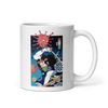 Samurai vs Virus Demon 2 Ukiyo-e White glossy mug