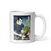 Samurai and Bonsai Tree Ukiyo-e White glossy mug