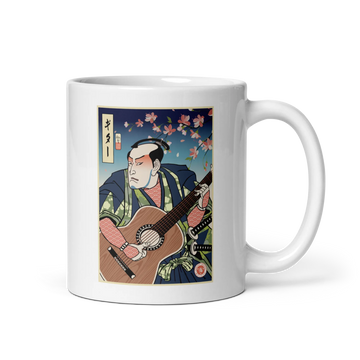 Samurai Guitar Player 2 Music Ukiyo-e White glossy mug