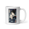 Geisha & Cat Ukiyo-e White glossy mug