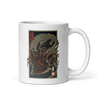 Samurai vs Dragon Warrior Ukiyo-e White glossy mug