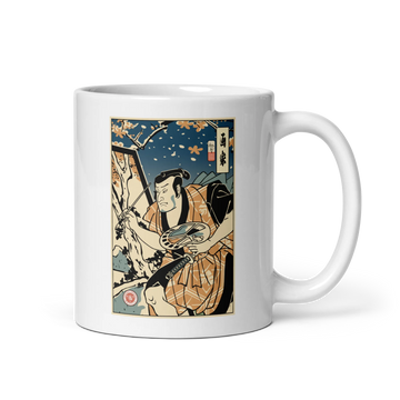 Samurai Painter Artist Ukiyo-e White glossy mug