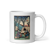 Samurai Camping Weekend Ukiyo-e White glossy mug