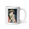 Geisha and Cat 1 Ukiyo-e White glossy mug