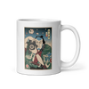 Samurai Photographer 5 Camera Ukiyo-e White glossy mug