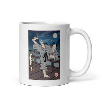 Samurai Karate Martial Ukiyo-e White glossy mug