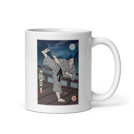 Samurai Karate Martial Ukiyo-e White glossy mug