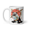 Samurai Pug Dog Ukiyo-e White Glossy Mug