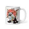 Samurai Pug Dog Ukiyo-e White Glossy Mug